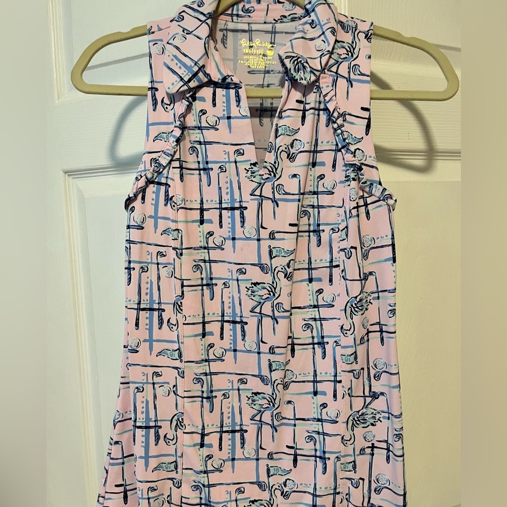 Lilly Pulitzer Flamingo UPF 50+ Luxletic Martina Polo Golf Top